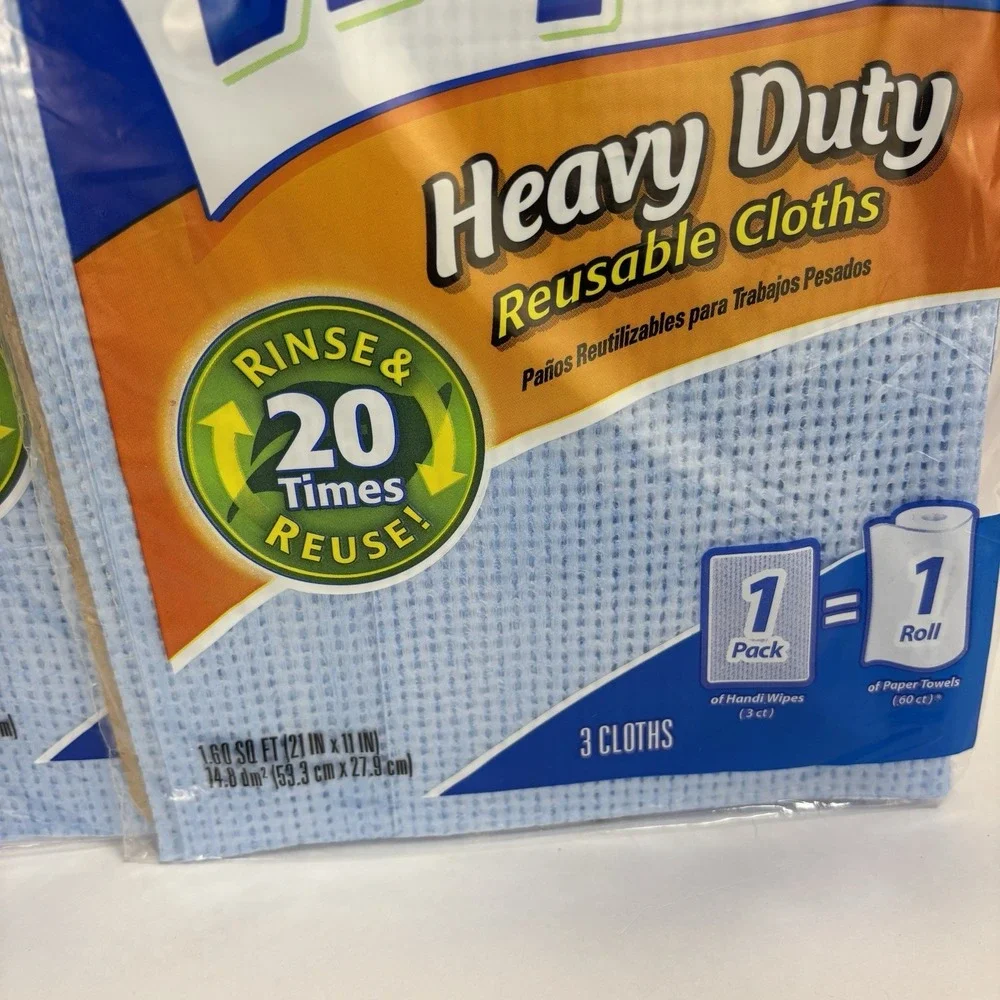 Clorox HANDI WIPES CLOTHS ABSORBENT MULTIPURPOSE CLEANING TOWELS BLUE 3 Packs